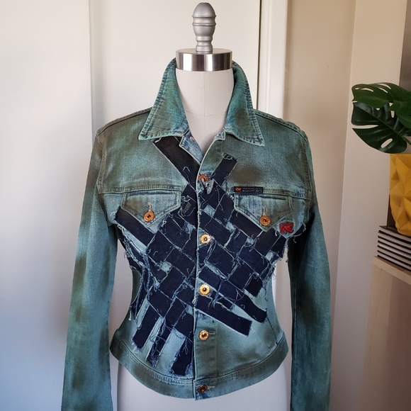VINTAGE Parasuco Patchwork Denim Jacket Size Medium! - Picture 9 of 16